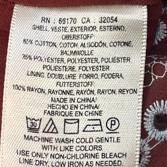 Anthropologie Feather & Bone Ynez Brown  Eyelet Embroidered Mini Dress Size XS - Picture 9 of 12